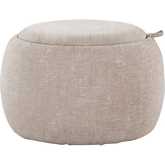 Tray Pouf Ottoman in Natural Wood & Light Brown Fabric